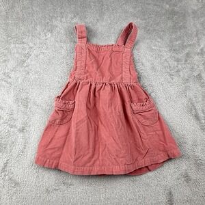 Ruffle Butts Dress Girls 4T Pink Corduroy Jumper Square Neck Cross Back Pockets